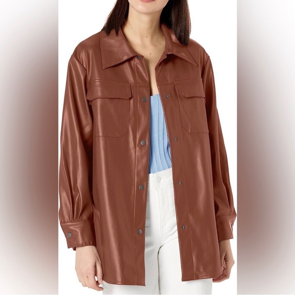 Steve Madden Faux Leather Brown Shirt Jacket Shacket